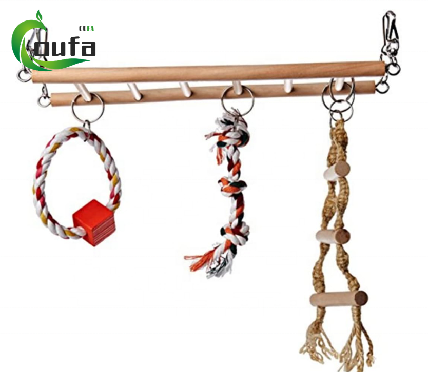 Wooden Bird Ladder Toys For Parrot Pet Swings Hanging Bridge Cage Training Accessories