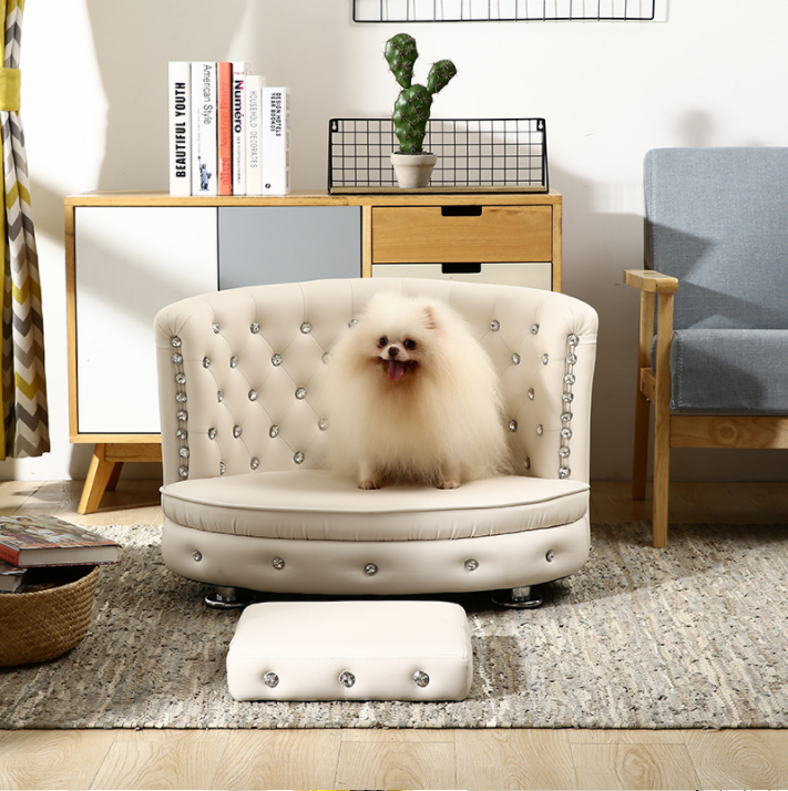 Pet Furniture Modern Dog Sofa Chair Bed High Quality Leather Fabric Wooden Frame Doge Sofa Bed Wholesale