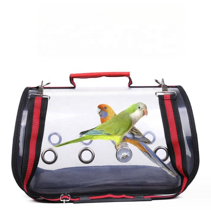 Customize Lightweight Airline Approved Transparent Breathable Window Net Mesh Parrot Travel Cage Pet Bird Carrier Tote Bag