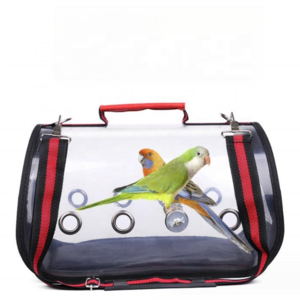 Customize Lightweight Airline Approved Transparent Breathable Window Net Mesh Parrot Travel Cage Pet Bird Carrier Tote Bag