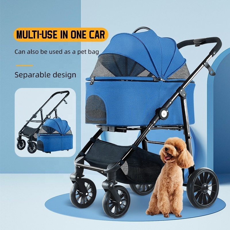 Factory Wholesale Pet Stroller And Carrier Luxury 4 Wheels Pet Portable Folding Travel Dog Trolley For Big And Small Dog