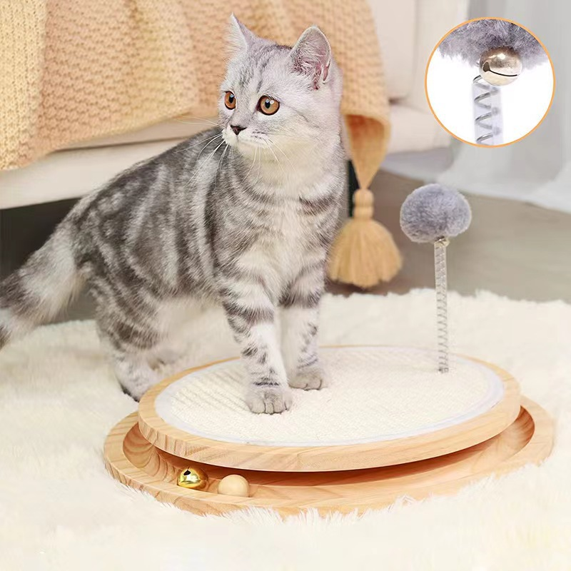 Cat Roller Scratch Pad Turntable Sisal Scratching 3 Tracks Balls for Indoor Cats Interactive Kitten Fun Toy