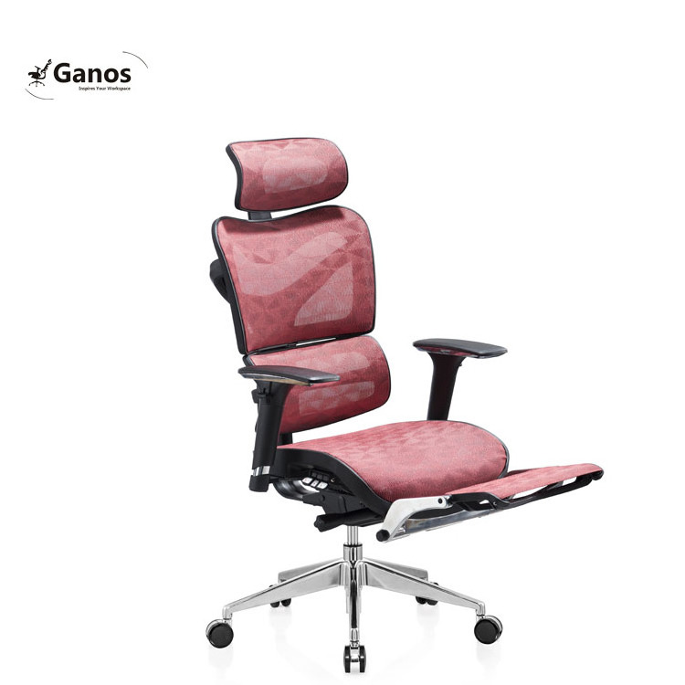 Top ergonomic office desk swivel manager chair with folding footrest