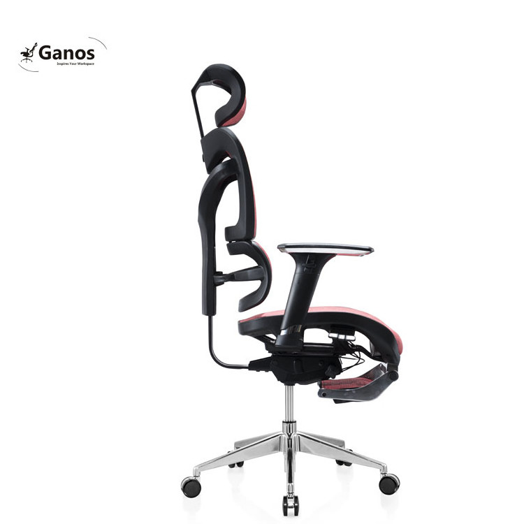 Top ergonomic office desk swivel manager chair with folding footrest