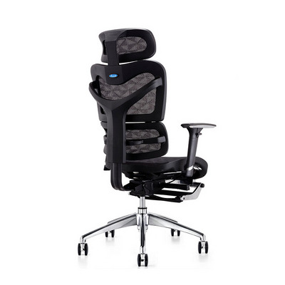 Top ergonomic office desk swivel manager chair with folding footrest