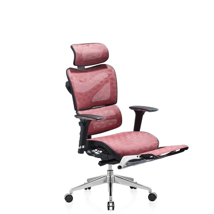 Top ergonomic office desk swivel manager chair with folding footrest