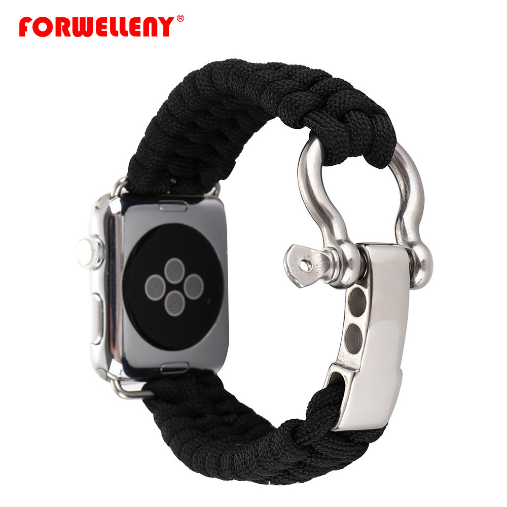 parachute lanyard weaved cloth Strap Replacement Watchband for Apple Watch Series 1 2 3 4 44mm 40mm