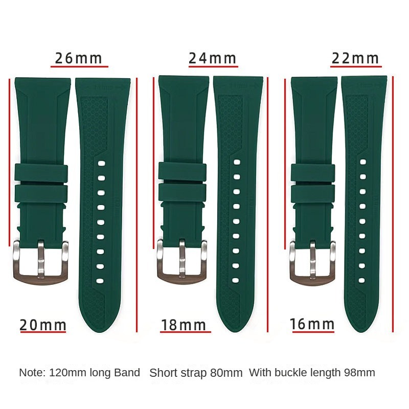 luxurious Natural silicone Traditional watch texture flat head universal 22mm24mm26mm strap for Huawei GT3 SEIKOo Rolexs watch