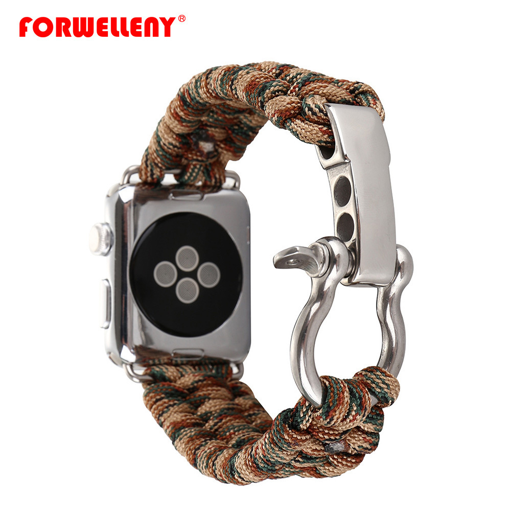 parachute lanyard weaved cloth Strap Replacement Watchband for Apple Watch Series 1 2 3 4 44mm 40mm