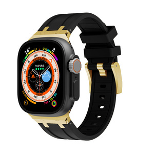 New listing liquid silicone AP style metal buckle  38mm 45mm 49mm unisex strap for Apple iWatch band Ultra 8 7 6 5