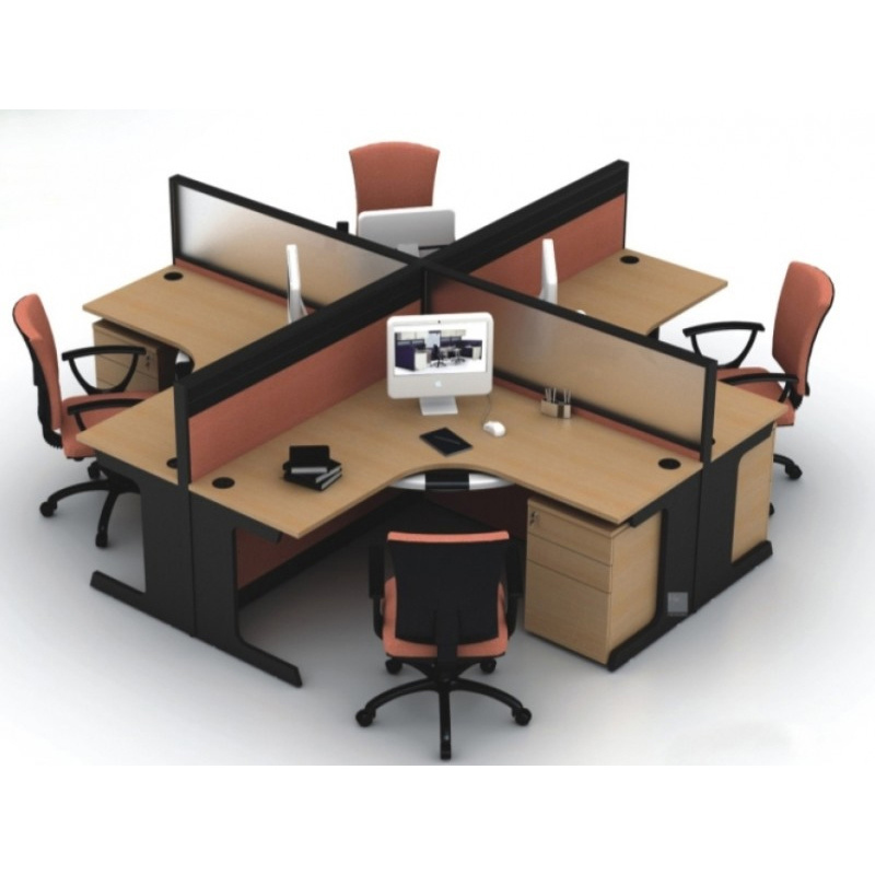 Modern Office Four Person Seats L Shape Office-Workstations Office Partition Standard Size