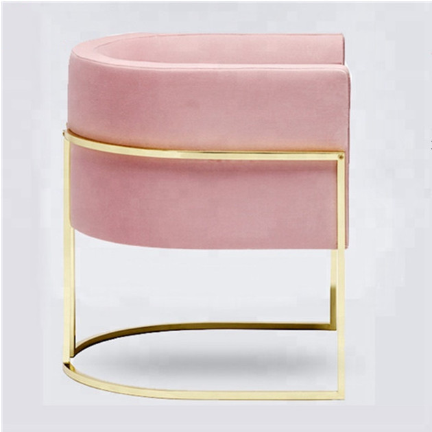 Style Rose Gold Cool Pink Velvet Cushion dining chair Accent Chair For Living Room