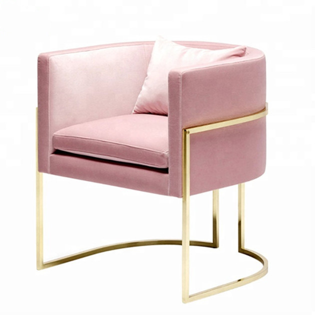 Style Rose Gold Cool Pink Velvet Cushion dining chair Accent Chair For Living Room