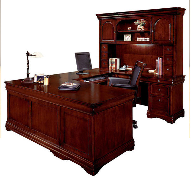 High Tech Office Furniture U Shaped Executive Office Table with Hutch Cabinet HY-ED50