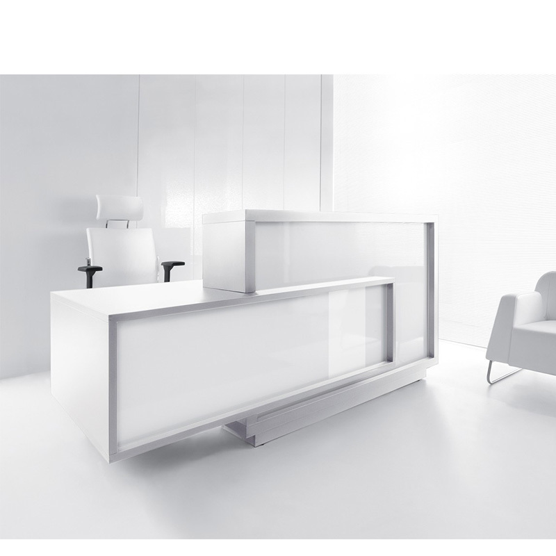 Modern Elegant White Color Cheap Small Reception Lobby Desk Solid Wooden White Front Counter service Desk