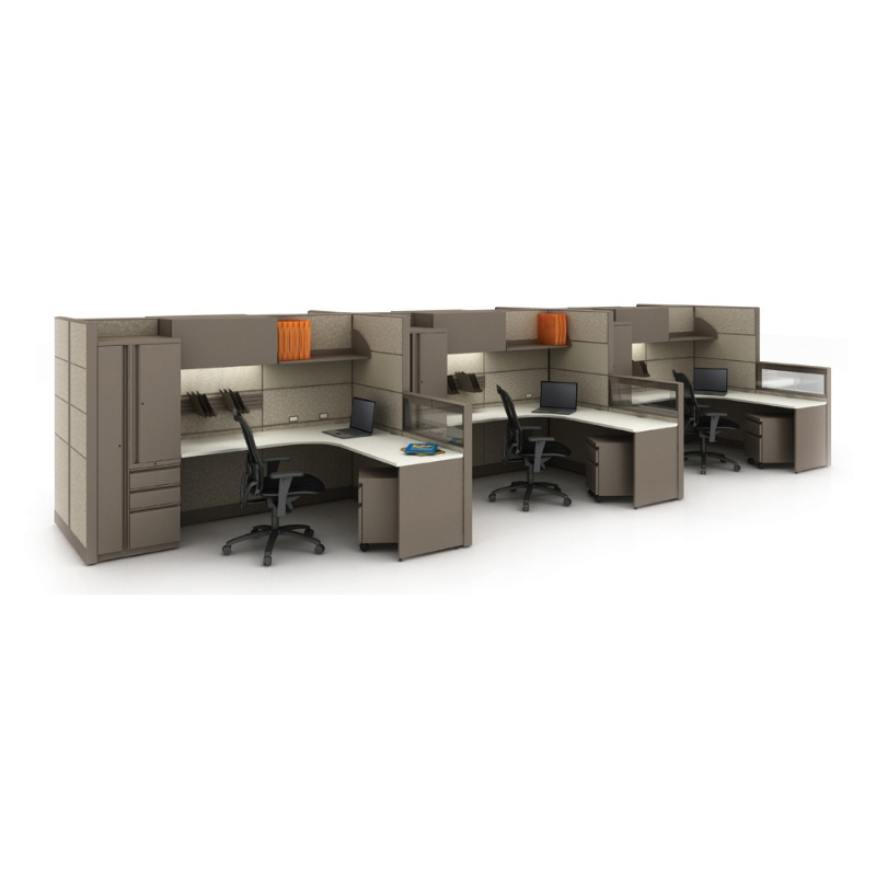 Modern Office Four Person Seats L Shape Office-Workstations Office Partition Standard Size