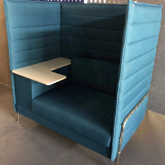 Modern High Back Privacy Alcove Office Single Seater booth Sofa with Tablet For Sale