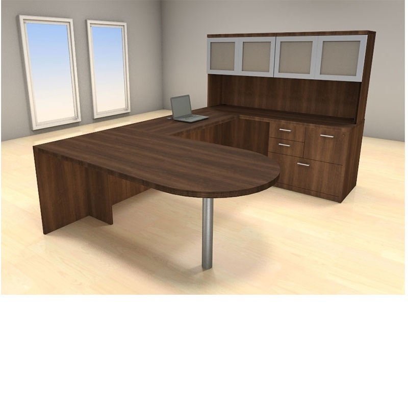 High Tech Office Furniture U Shaped Executive Office Table with Hutch Cabinet HY-ED50