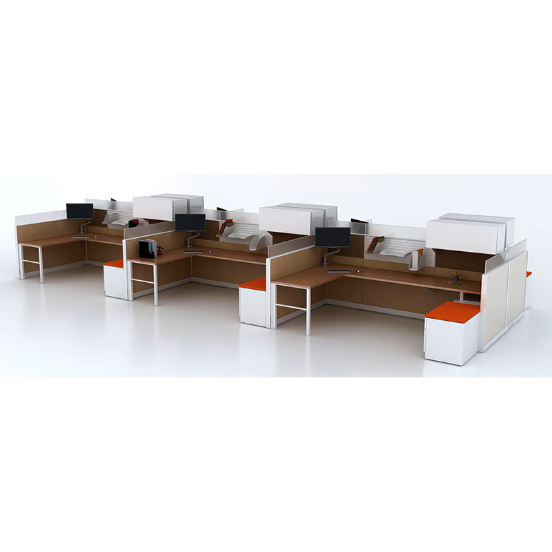 Modern Office Four Person Seats L Shape Office-Workstations Office Partition Standard Size