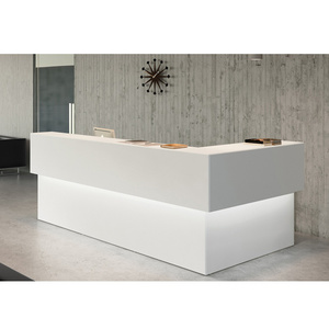 Modern Elegant White Color Cheap Small Reception Lobby Desk Solid Wooden White Front Counter service Desk