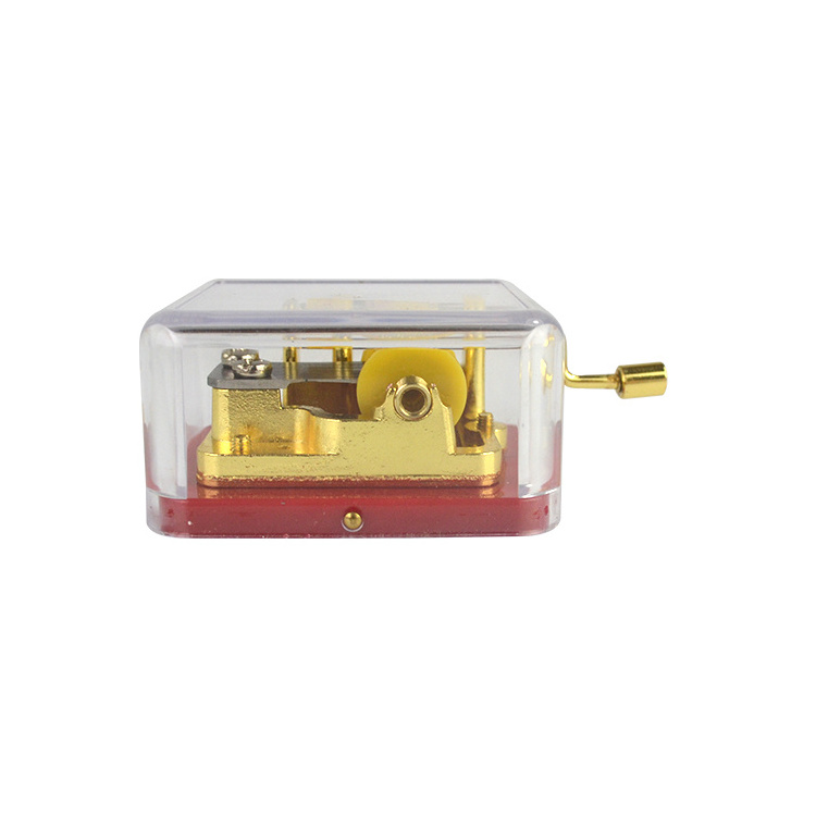 18 note hand crank clear acrylic plastic music box