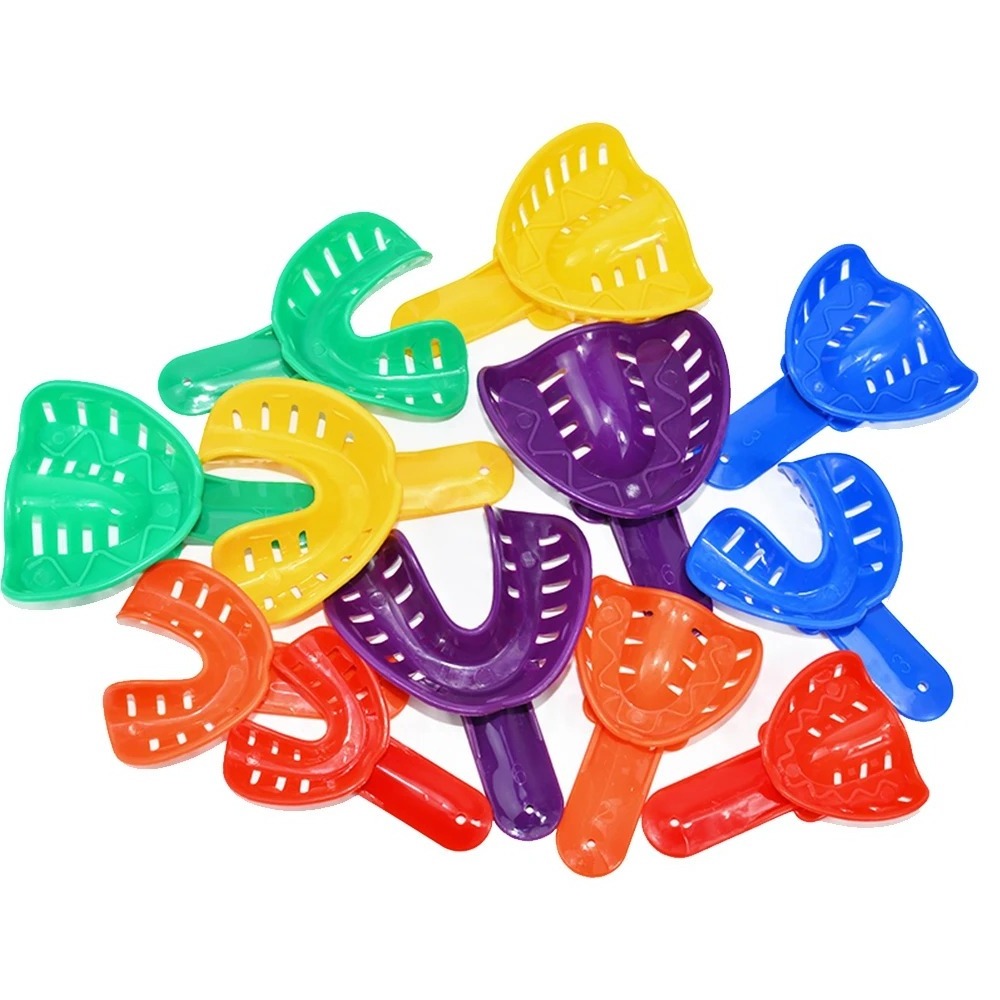 12Pcs Colorful Dental Impression Trays Plastic Professional Teeth Holder Dental Central Supply