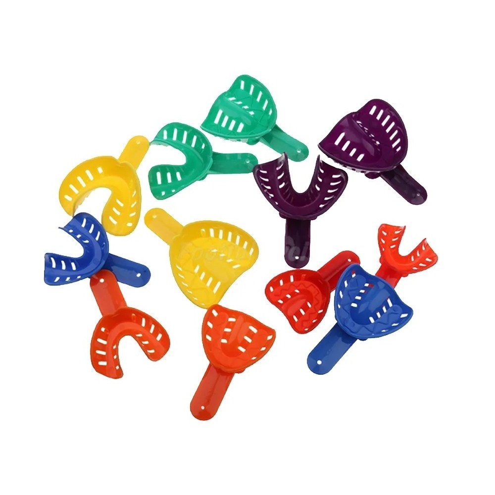 12Pcs Colorful Dental Impression Trays Plastic Professional Teeth Holder Dental Central Supply