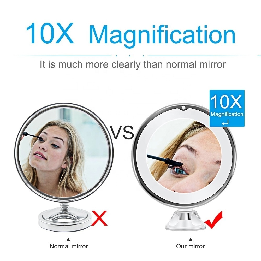 10X Magnifying Makeup Mirror With Lights, LED Lighted Portable Hand Cosmetic Magnification Light up Mirrors