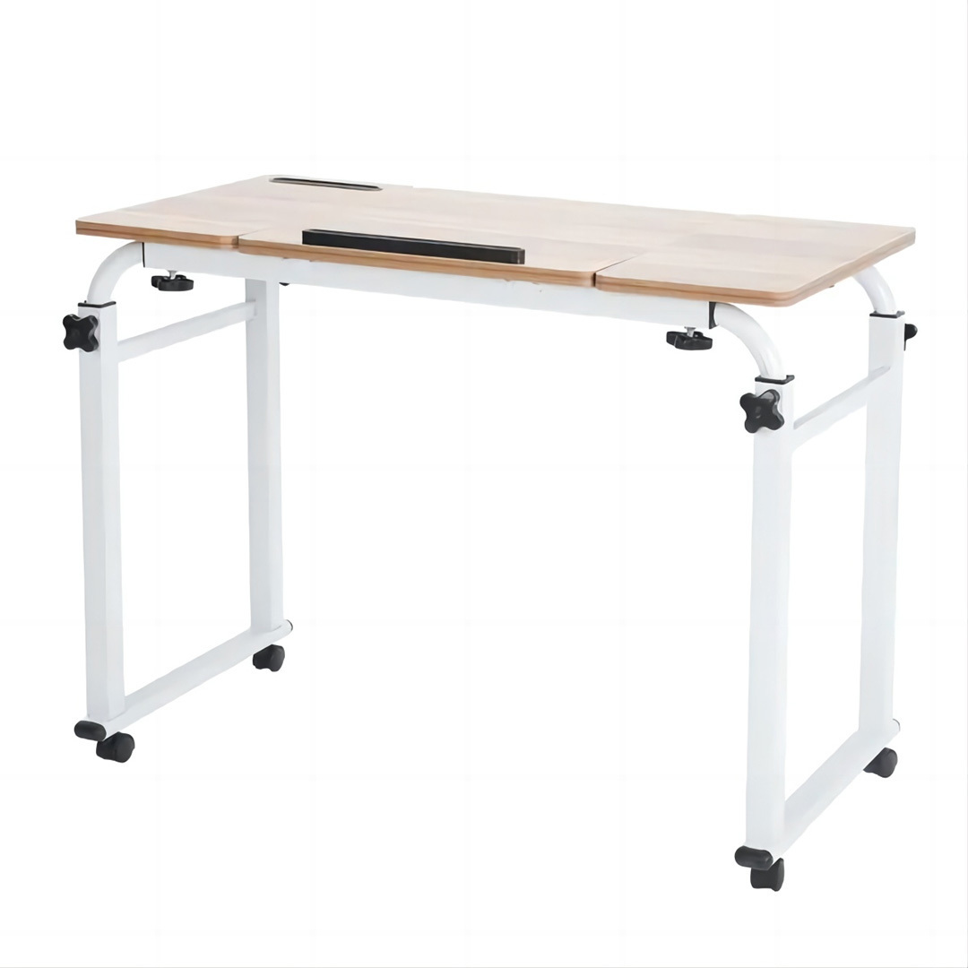 Large Overbed Computer Table Workstation with Wheels Adjustable Rolling Desk ABS Overbed Table for Hospital And Home