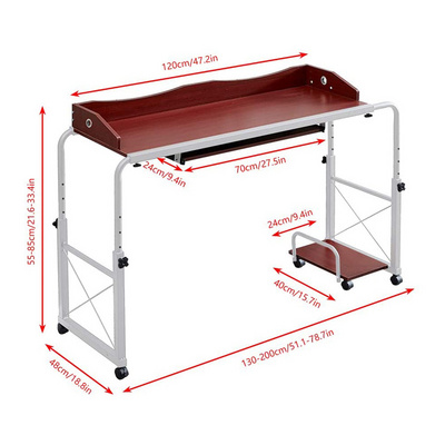 Large Overbed Computer Table Workstation with Wheels Adjustable Rolling Desk ABS Overbed Table for Hospital And Home