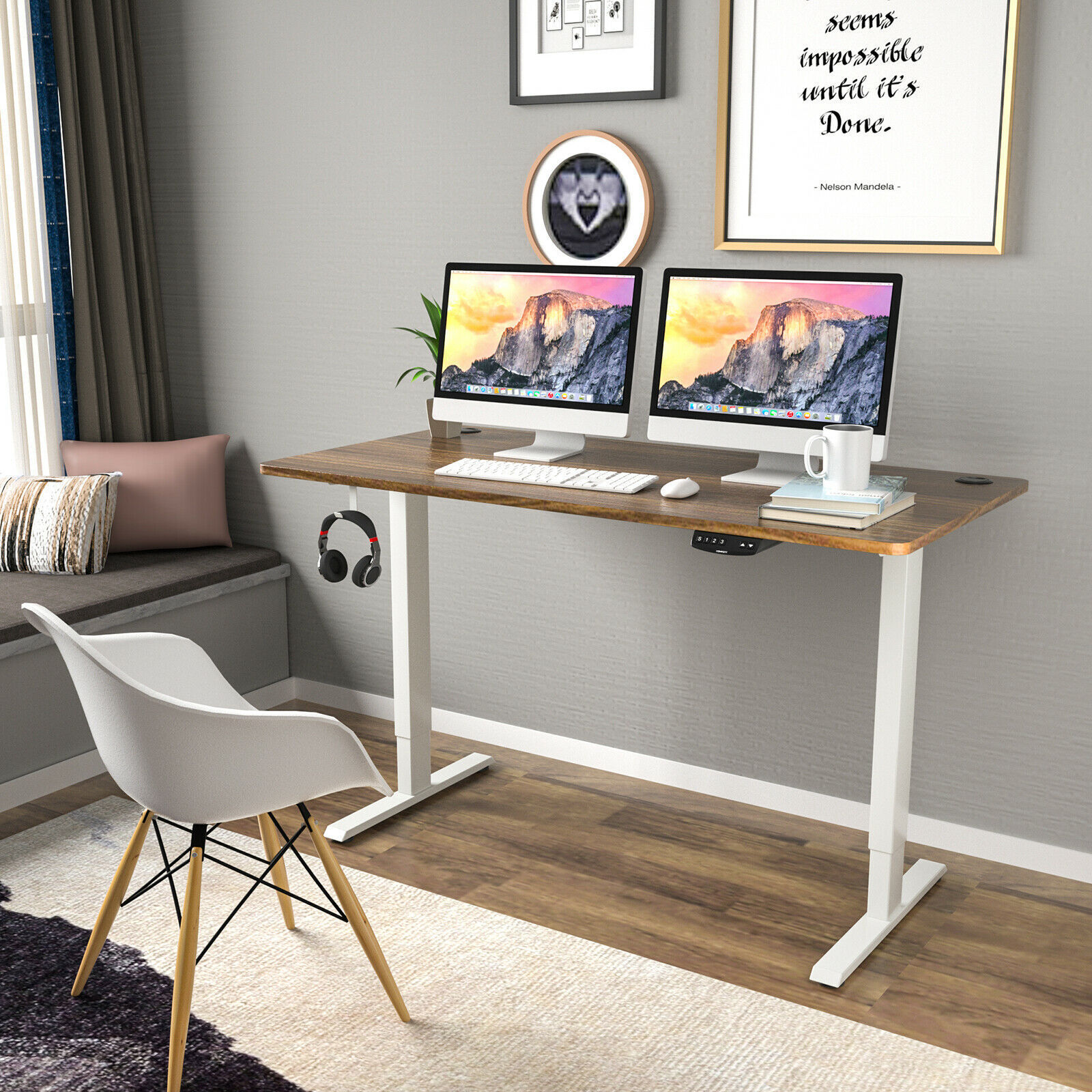 Height Dual Motor Sit Stand Up Lift Computer Desk Electric Height Adjustable Standing Desk