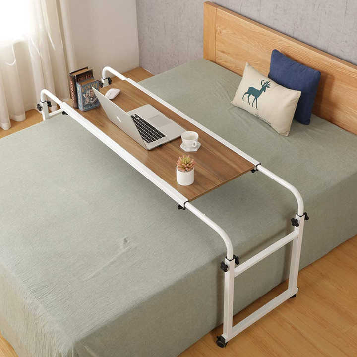 Computer and Study Over Bed Table Overbed Table with Casters Durable Movable Wooden Metal Bedroom Furniture Iron Modern 100 Pcs