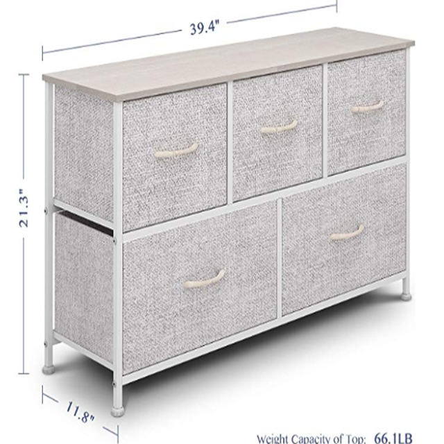 Luxury Fabric Dresser 5 Drawers Non Woven Fabric Storage Organizer Dresser Storage Tower