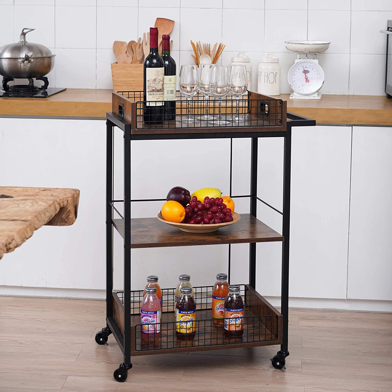 Luxury Stainless Steel Kitchen and Bathroom Storage Cart Rack with Wheels Flexible Drawer Rolling Trolley