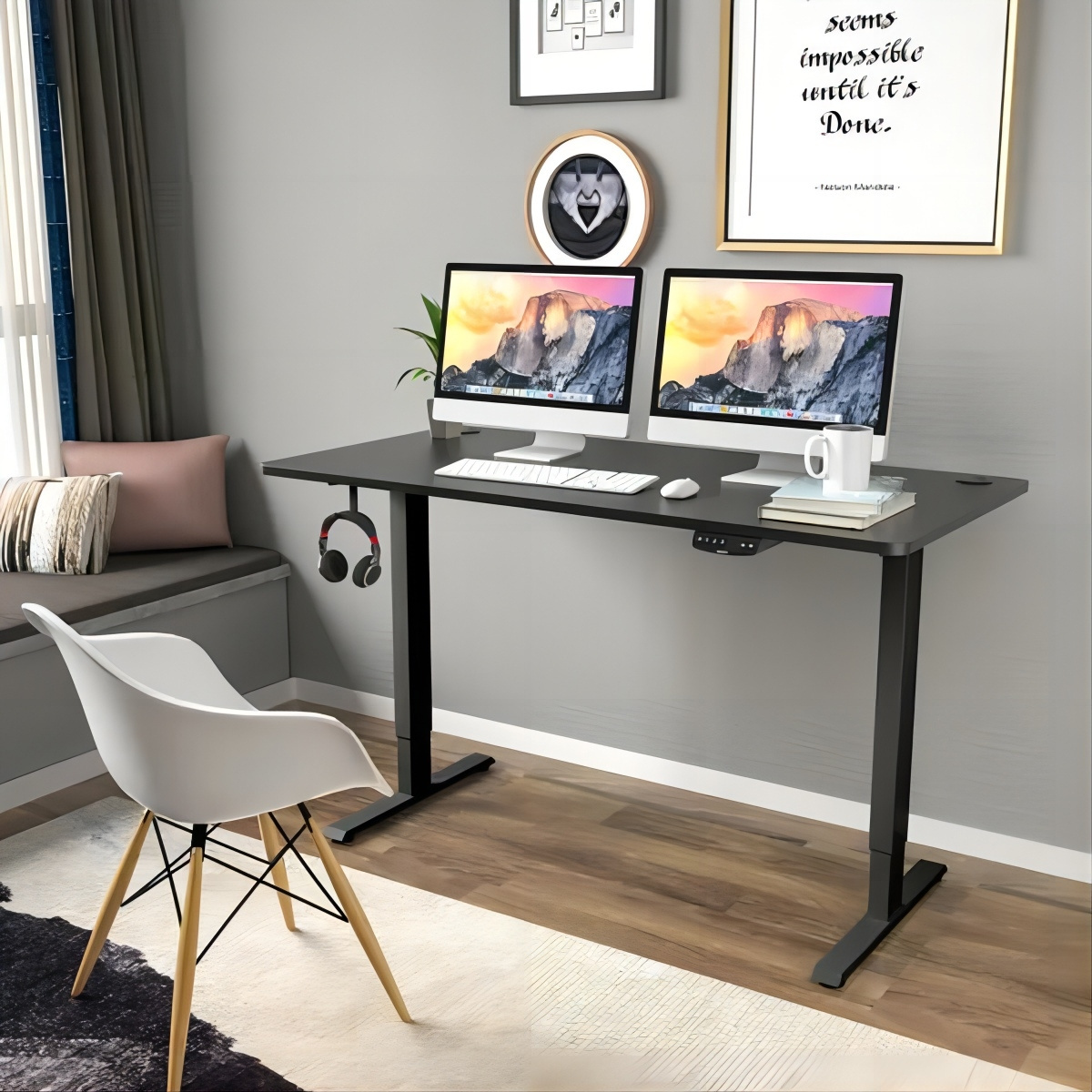 Height Dual Motor Sit Stand Up Lift Computer Desk Electric Height Adjustable Standing Desk