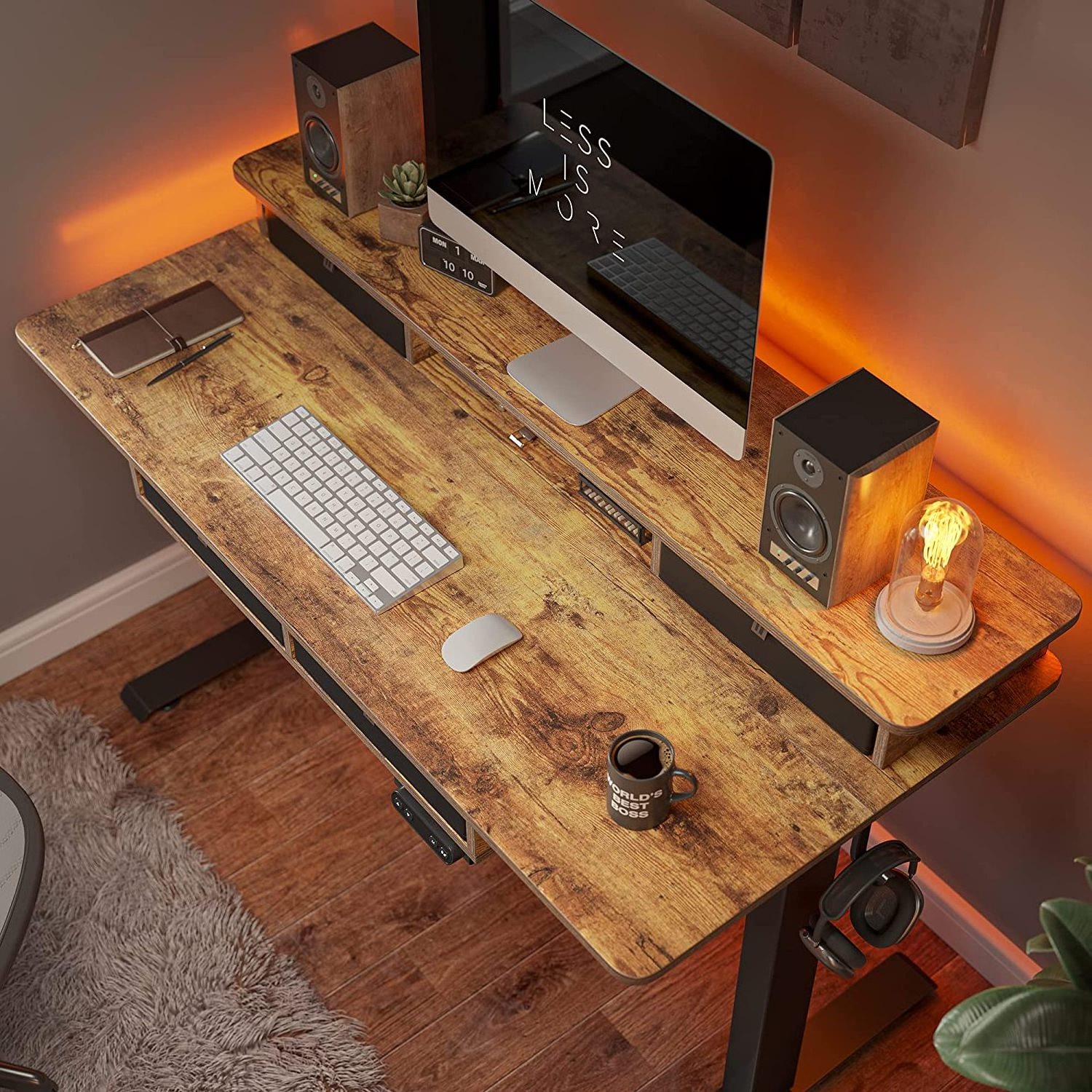 Height Dual Motor Sit Stand Up Lift Computer Desk Electric Height ...