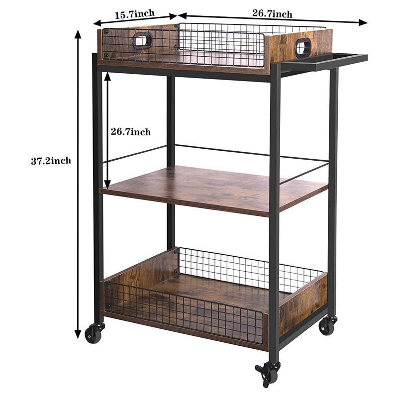 Luxury Stainless Steel Kitchen and Bathroom Storage Cart Rack with Wheels Flexible Drawer Rolling Trolley