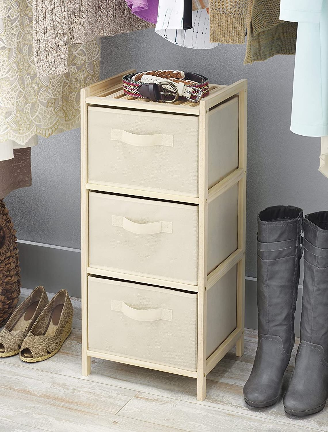 Household Steel Frame Storage Drawers 3 Layer Fabric Storage Drawer Storage Racks Shelving Units