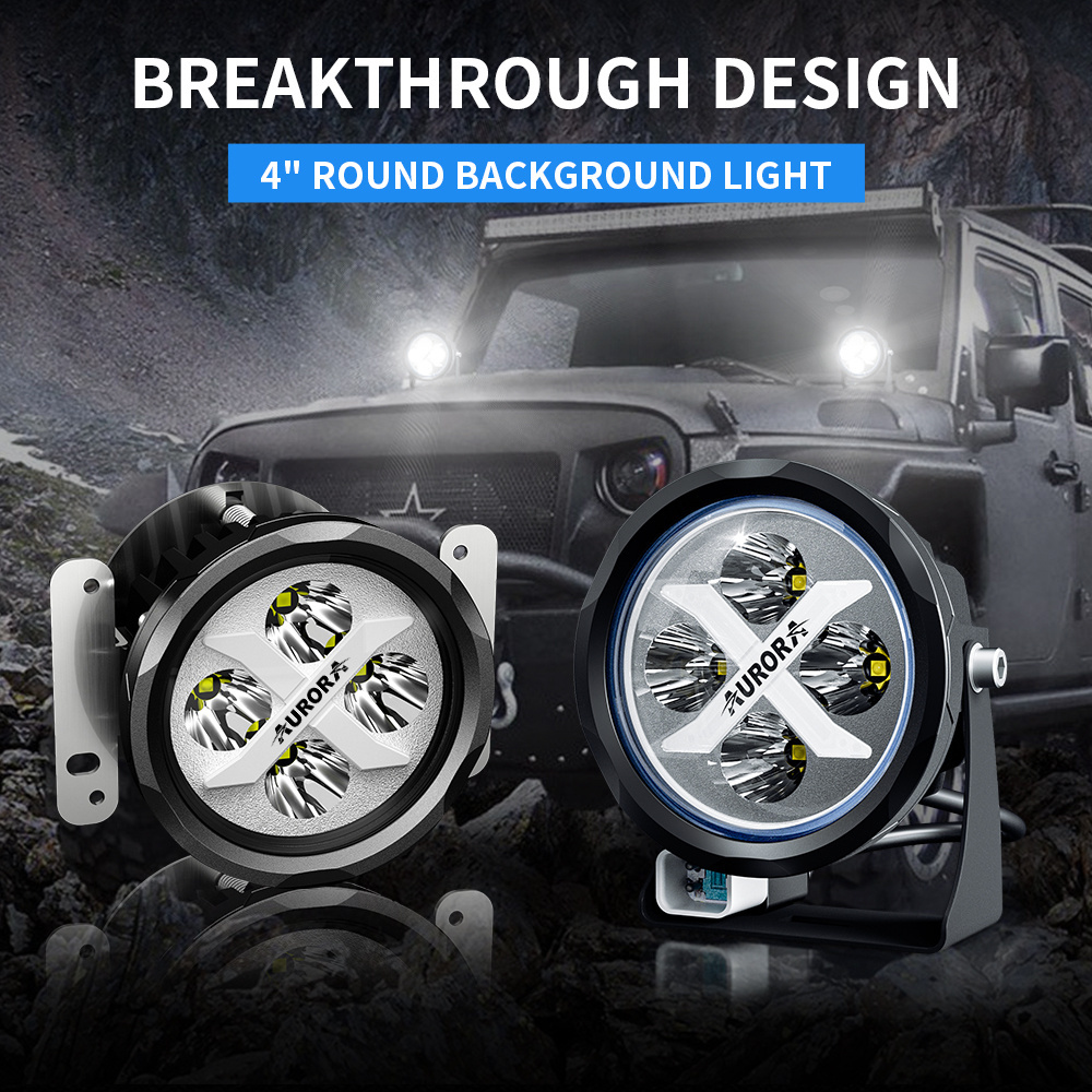 New Arrival AURORA 4 inch 20w Car Led Work Offroad Spot Flood Light Truck Round LED Driving Light