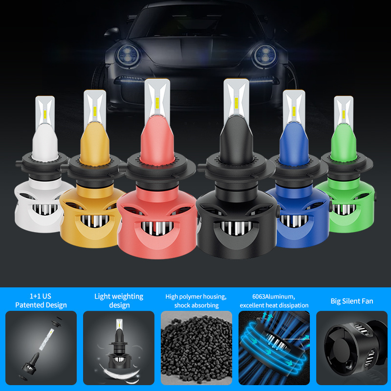 Patented design 1860 Chips 6500K Car Lights Bulb led h7 headlight H4 H7 H1 9005 LED Headlight Bulbs