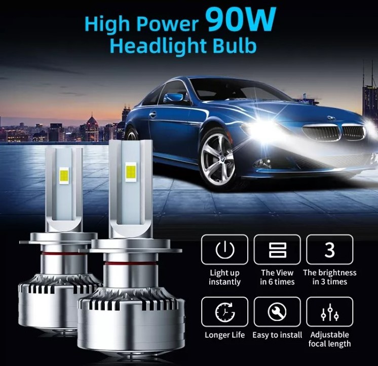 AURORA patent Auto Lighting Led Headlight Bulbs 90W Fog Light Kit Automobile H7 H4 Led Headlight Bulb for Car