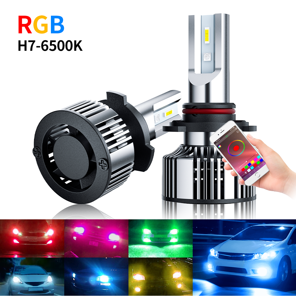 Replace halogen lamp CAR LED HEADLIGHT RGB Light H4 H7 mini size led headlight bulbs