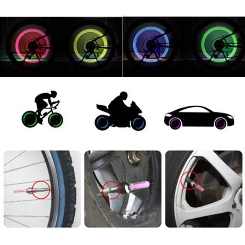 Plastic LED Motorcycle Wheel Light Waterproof Bicycle Led Flash Light Car Tyre Wheel Valve Cap Light