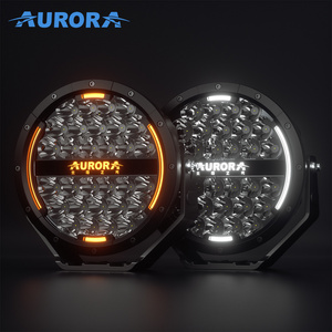 AURORA Dual-color DRL Offroad Driving Light Round LED Work Light 9 inch Led Driving White and Yellow Light for Track