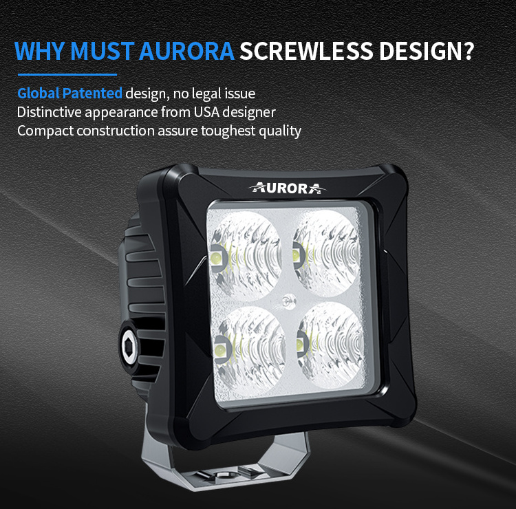 AURORA Screwless IP69K Super Bright 12-24v Motorcycle Accessory 20w LED Off road Work Light