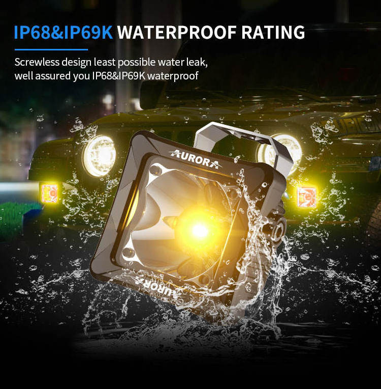 AURORA White and Golden Yellow Dual-Color Led Work Light Truck 4WD Offroad LED Spotlight 9-36V 30W IP69 Round Led Driving Light