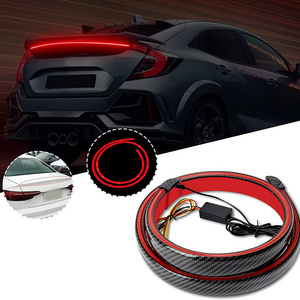 Carbon Fiber Car Auto Tail Wing Lips130cm 12V Led Warning Lights Trim Strip turn signal Rear Roof Splitter Car Decoration Light