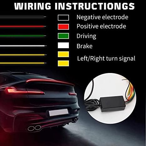 Carbon Fiber Car Auto Tail Wing Lips130cm 12V Led Warning Lights Trim Strip turn signal Rear Roof Splitter Car Decoration Light