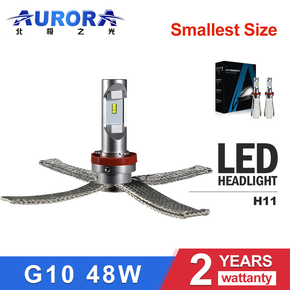 AURORA no radio interference fanless 24v mini led headlight bulb h11 for toyota innova