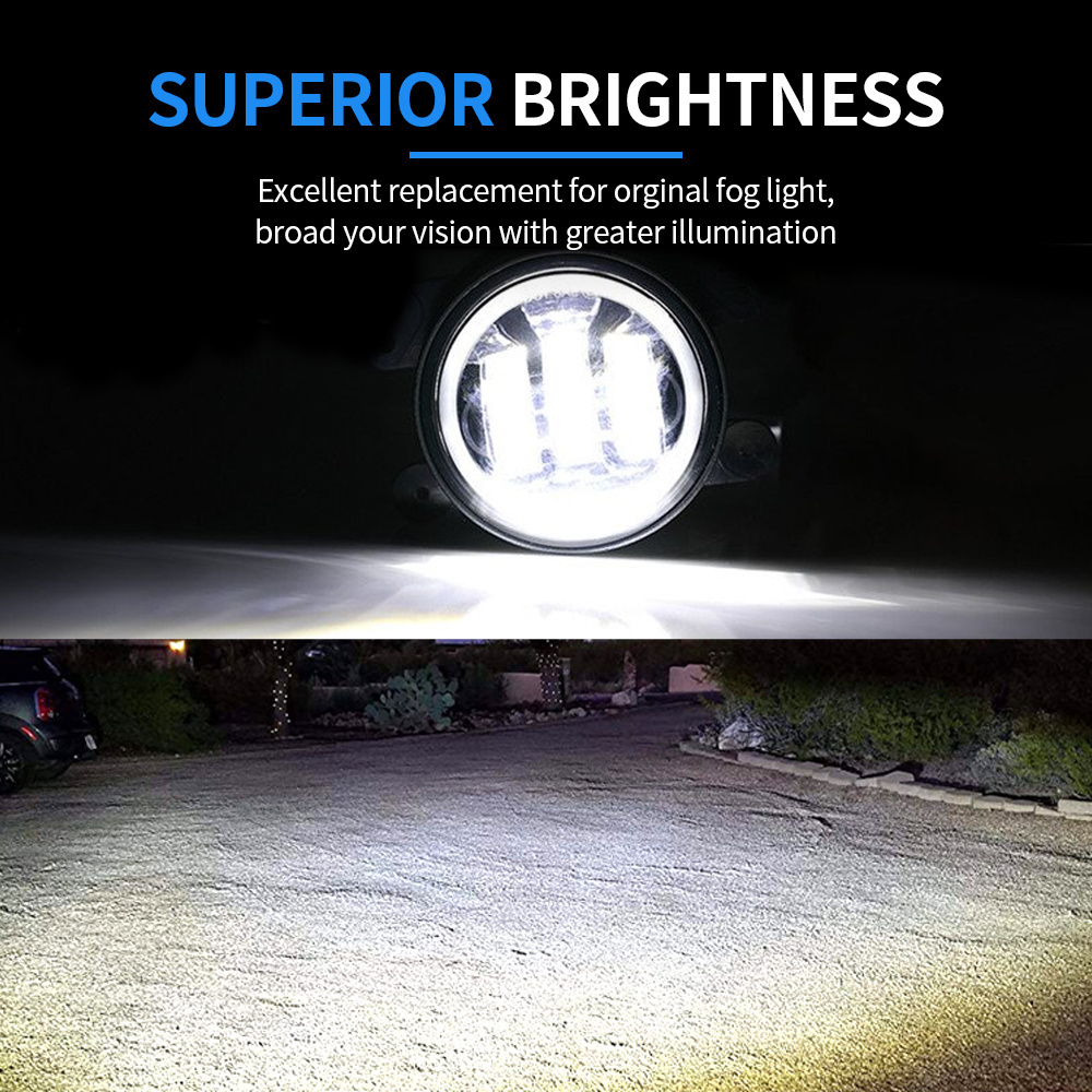 New arrival 4inch Round angel eye Led Fog Lights 30W 6000K Halo Ring DRL Off Road Fog Lamps